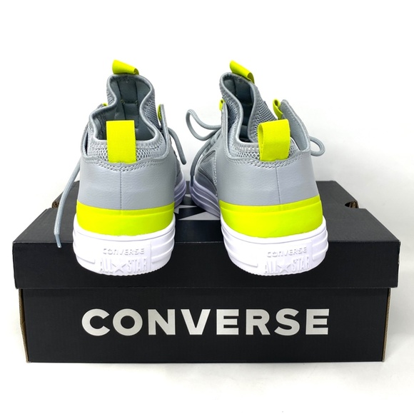 Converse Ctas Ultra OX All Star Mid  Gray Lime Leather Women’s Sneakers 172153C - Picture 8 of 10